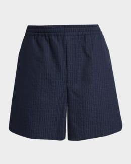 Valentino Garavani Men's Studded Chambray Stretch Shorts | Neiman