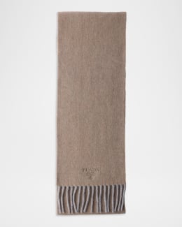 Prada Men's Fringed Silk & Cashmere Scarf | Neiman Marcus
