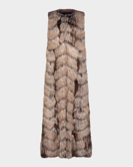 Lyla Grant Fur-Free Chevron Faux Chinchilla Coat | Neiman Marcus