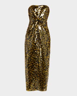 STAUD Cassie Strapless Silk Dress | Neiman Marcus