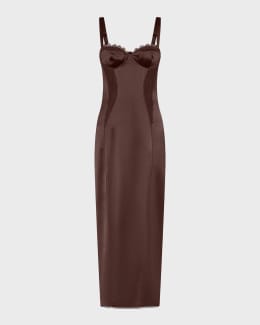 NICHOLAS Cory Sleeveless Pleated Corset Midi Dress | Neiman Marcus