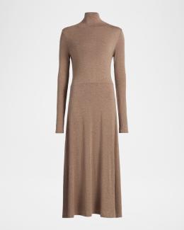 vince pleated satin long-sleeve dress Pintuck-Pleated Long-Sleeve Shirt Dress in Vince Products Women