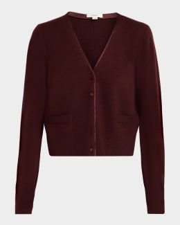 Theory Regal Merino Wool Cropped Cardigan | Neiman Marcus