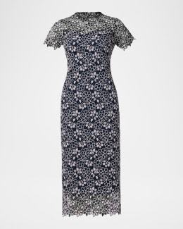 Milly Tahlia Tulip Garden Lace Midi Dress | Neiman Marcus
