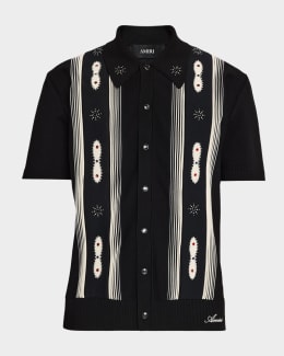 Amiri Men's Silk Crystal Print Bowling Shirt | Neiman Marcus
