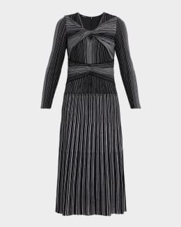 Emporio Armani Ottoman Knit Paneled Midi Dress | Neiman Marcus