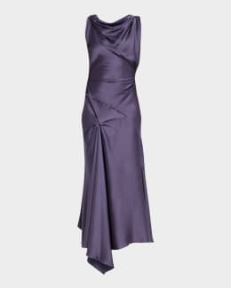 Victoria Beckham Gathered Drop-Waist Midi T-Shirt Dress | Neiman Marcus