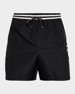 Casablanca Men's Tonal Monogram Jacquard Swim Shorts | Neiman Marcus