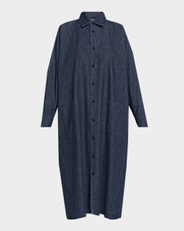 Eskandar Silk Wool Wide A-Line Chinese Collar Jacket | Neiman Marcus