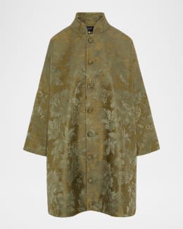 Eskandar Silk Wool Wide A-Line Chinese Collar Jacket | Neiman Marcus