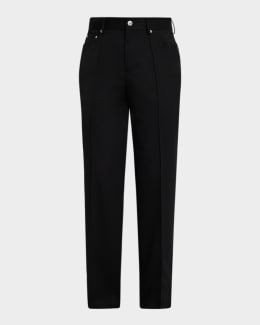Helmut Lang Men's Twill Straight-Leg Contrast Stitch Utility Pants