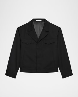 Helmut Lang Men's Twill Contrast-Stitch Full-Zip Carpenter Jacket