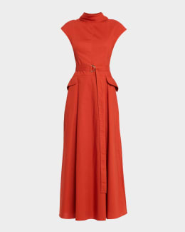 knee length dresses for ladies The Genevieve Navy Blue Floral Jacquard Midi Dress - All Dresses