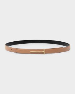 TOM FORD Croc-Embossed Leather Skinny Belt | Neiman Marcus display picture 1