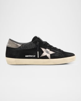 Golden Goose Super-Star Leather Glitter Low-Top Sneakers | Neiman