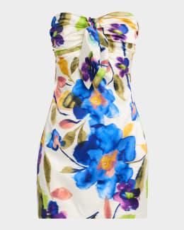 Ramy Brook Alexi Metallic Blouson Halter Mini Dress | Neiman Marcus
