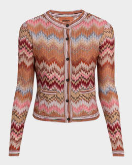 Missoni Chevron Lamé V-Neck Cardigan | Neiman Marcus