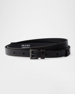 Prada Men's Antiqued Leather Western Belt | Neiman Marcus