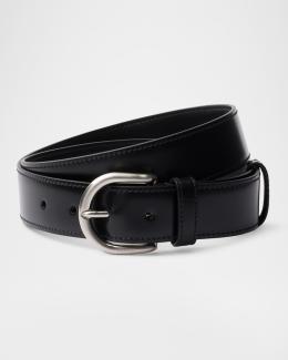 Prada Men's Leather Square-Buckle Belt | Neiman Marcus