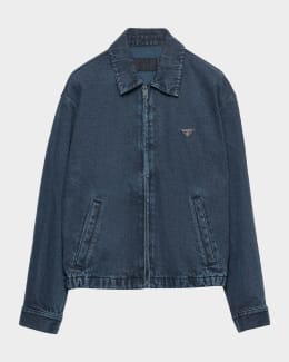 Prada Men's Denim Zip Shirt Jacket | Neiman Marcus