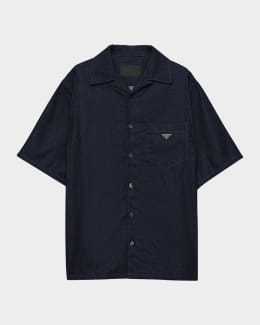 Prada Men's Re-Nylon Zip-Up Shirt | Neiman Marcus
