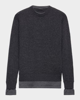 Prada Men's Worsted Wool Crew-Neck Sweater | Neiman Marcus