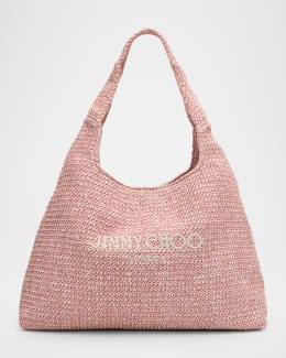Jimmy Choo Embroidered Raffia Beach Tote Bag | Neiman Marcus