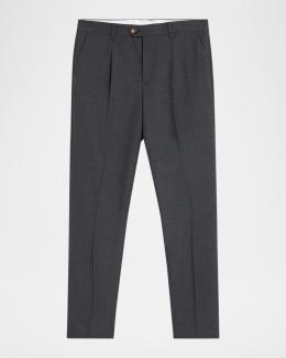 Emporio Armani Men's Textured Flat-Front Dress Pants | Neiman Marcus