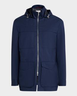Brunello Cucinelli Men's Hooded Water-Resistant Jacket | Neiman Marcus