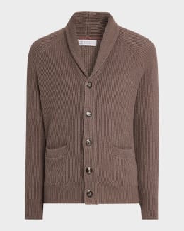 Brunello Cucinelli Men's Mock Neck Short-Sleeve Silk Knit Sweater