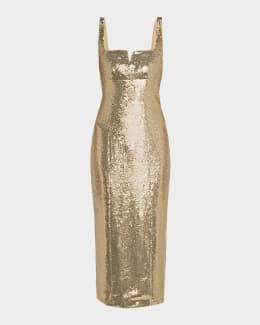 Roland Mouret Off-The-Shoulder Sequin Midi Dress | Neiman Marcus