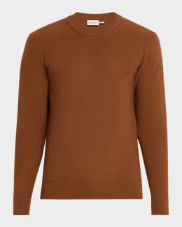 Givenchy Men's Wool Knit Grosgrain-Trim Crewneck Sweater | Neiman