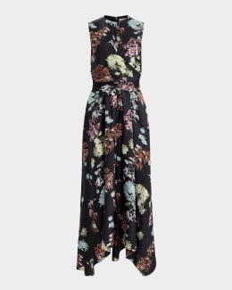 chinese dress ladies Zucchero Pleated Silk Maxi Dress