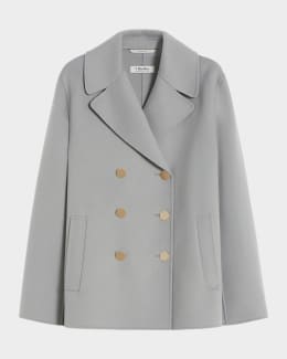 Eskandar Silk Wool Wide A-Line Chinese Collar Jacket | Neiman Marcus