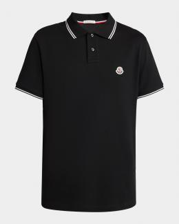 トップス archive moncler polo shirt black Moncler Men's Cotton Archive Logo Polo Shirt | Neiman Marcus