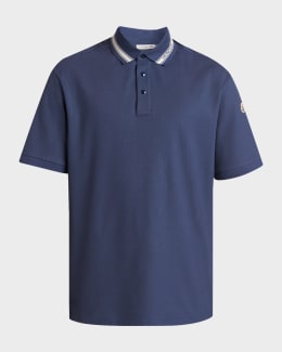 トップス MONCLER MAGLIA POLO 67260326N01S Moncler Men's Stripe-Trim Cotton Polo Shirt | Neiman Marcus