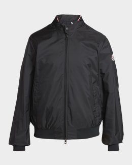 Moncler Men's Nylon Hooded Grosgrain-Trim Full-Zip Jacket | Neiman