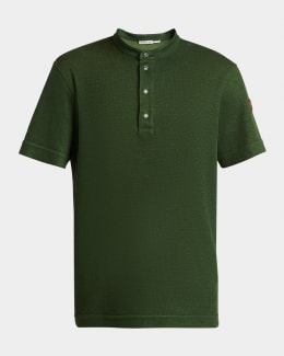 Moncler Men's Stripe-Trim Cotton Pique Polo Shirt | Neiman Marcus