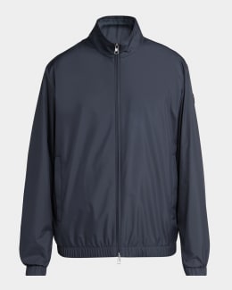 Moncler Men's Nidge Grosgrain-Trim Nylon Hooded Full-Zip Jacket