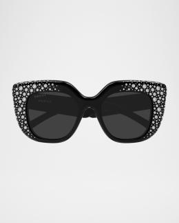 Gucci Web Stripe 55mm Square Sunglasses | Neiman Marcus