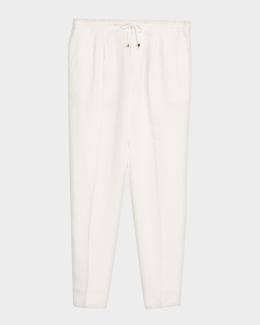 Brunello Cucinelli Men's Tennis Pintuck Drawstring Pants | Neiman