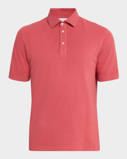 Brunello Cucinelli Men's Cotton Rib Johnny Collar Polo Sweater