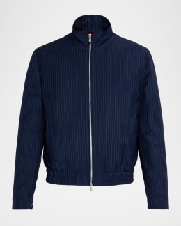 Brunello Cucinelli Men's Nylon Full-Zip Blouson Jacket | Neiman Marcus