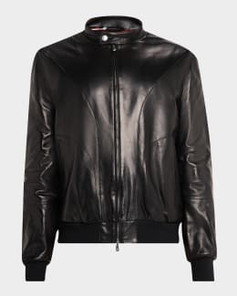 Emporio Armani Men's Oversized-Pocket Leather Bomber Jacket