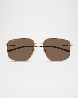 Gucci Men's GG2096SA-001 Metal Rectangle Sunglasses | Neiman Marcus