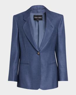 Giorgio Armani Single-Button Denim Blazer Jacket | Neiman Marcus