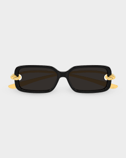 Saint Laurent YSL Acetate Flat-Top Rectangle Sunglasses | Neiman