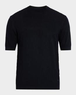 Emporio Armani Men's Texture-Knit Stretch Short-Sleeve Sweater