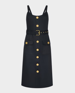 L'Agence Caprice Ruched Strapless Midi Dress | Neiman Marcus
