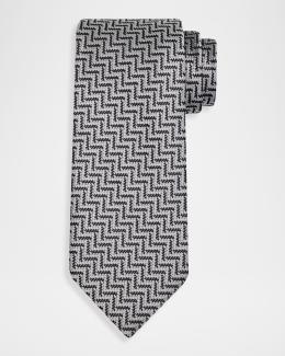 TOM FORD ネクタイ ブラック ホワイト TOM FORD Men's Micro-Zigzag Silk Tie | Neiman Marcus